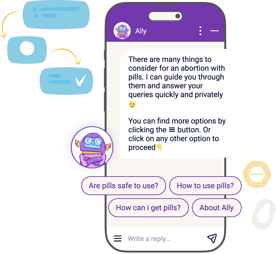 Ally provides abortion pill information, answering queries on safety and use