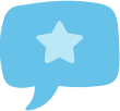 Blue speech bubble icon with a light blue star in the center