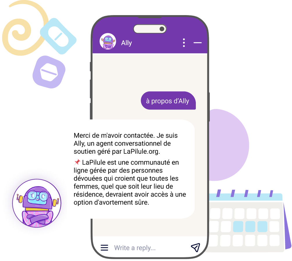 Ally, un chatbot de soutien de howtouseabortionpill.org, offre des ressources mondiales pour des options d'avortement sécurisé