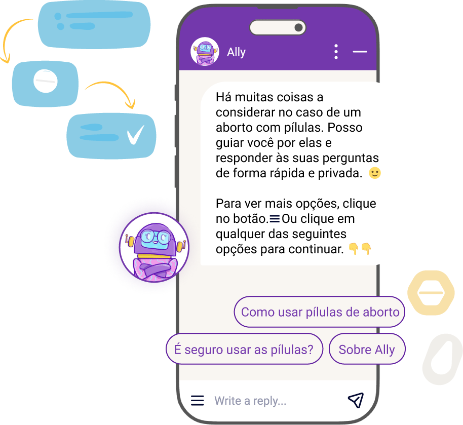 A Ally fornece informações sobre pílulas abortivas, respondendo a perguntas sobre sua segurança e uso